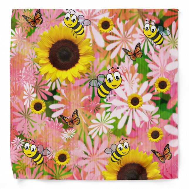 Floral Bumblebee Butterfly Bandana (Front)
