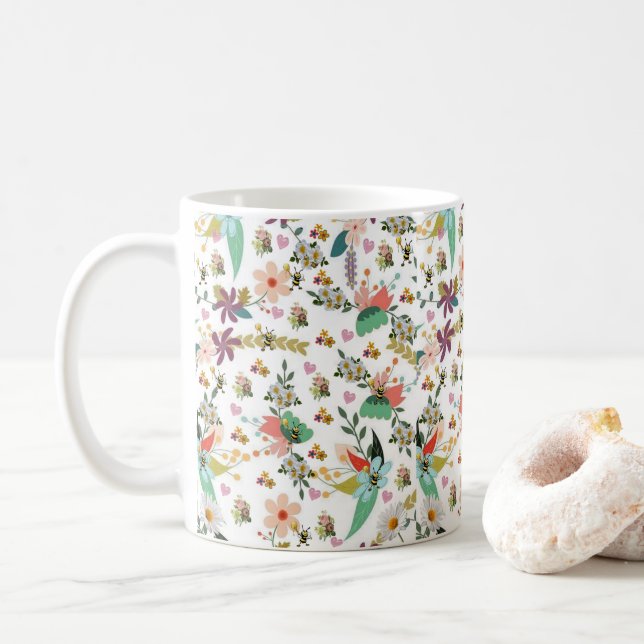 Floral Bumblebee Mug (With Donut)