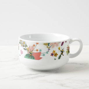 Floral Bumblebee Soup Mug