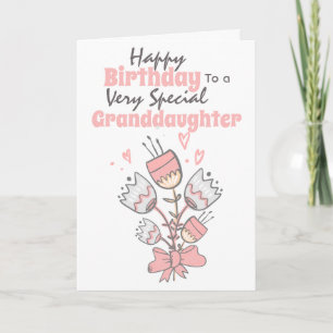 Floral bunch flowers with ribbon birthday wishes card