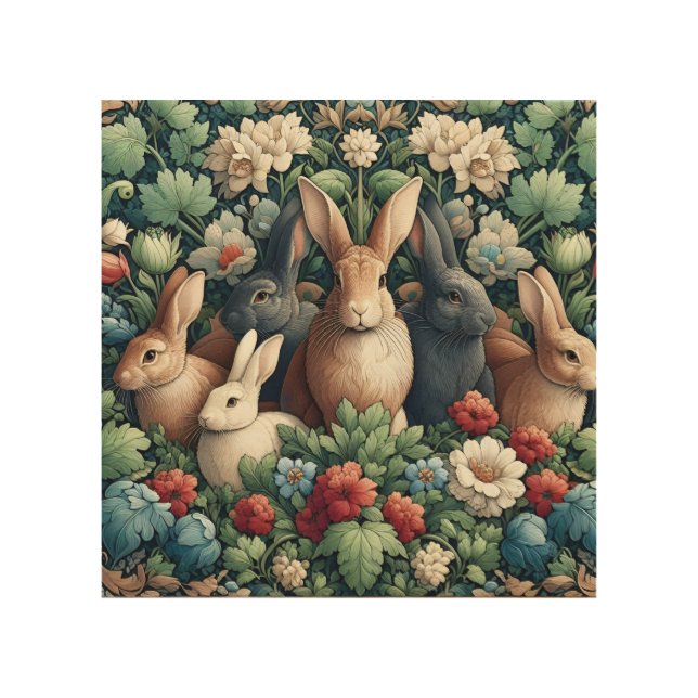 Floral Bunny Art Inspired by Persian Rugs (Front)