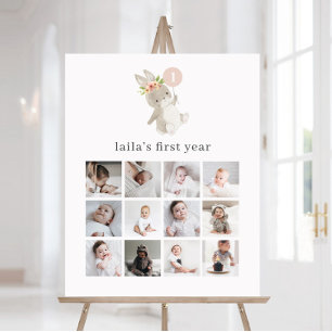 Floral Bunny Balloon Photo Collage Foam Board