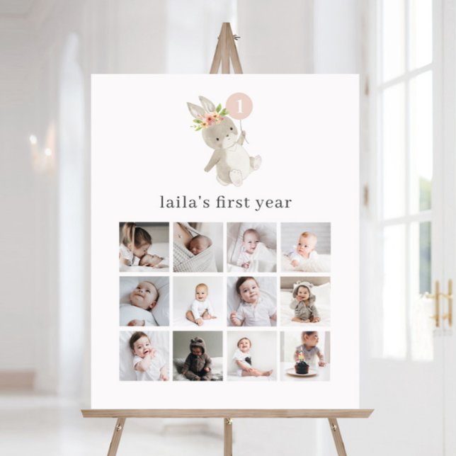 Floral Bunny Balloon Photo Collage Foam Board (Creator Uploaded)