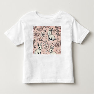 Floral Bunny Doodle T-Shirt Cute & Cozy Spring D