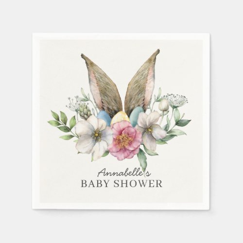 Floral Bunny Ear Baby Shower Napkins