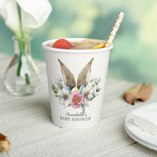 Floral Bunny Ear Baby Shower Paper Cups (Insitu)