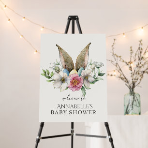 Floral Bunny Ear Baby Shower Welcome Foam Board