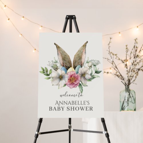 Floral Bunny Ear Baby Shower Welcome Foam Board
