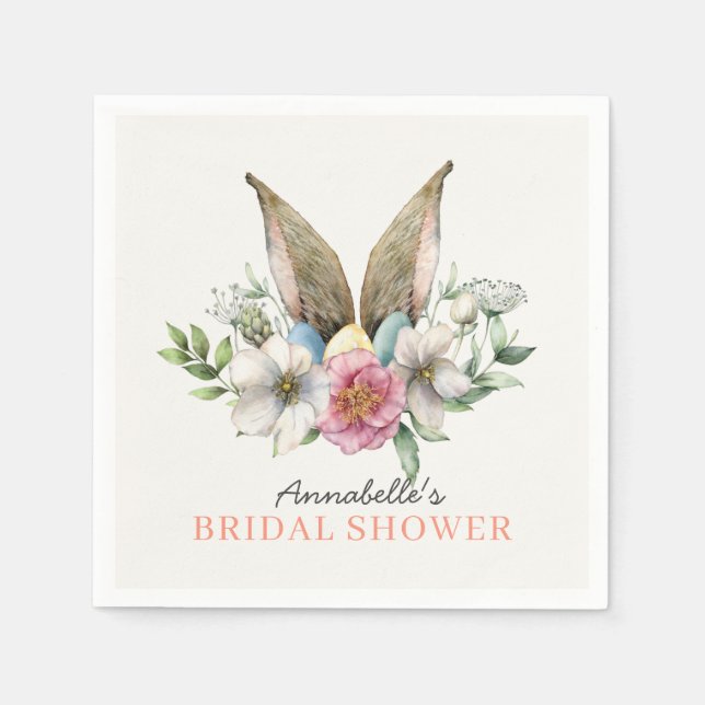 Floral Bunny Ear Bridal Shower Napkins (Front)