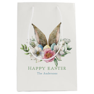 Floral Bunny Ear & Eggs Easter Medium Gift Bag