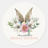 Floral Bunny Ear Spring Bridal Shower Classic Round Sticker (Front)