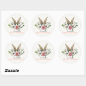 Floral Bunny Ear Spring Bridal Shower Classic Round Sticker (Sheet)