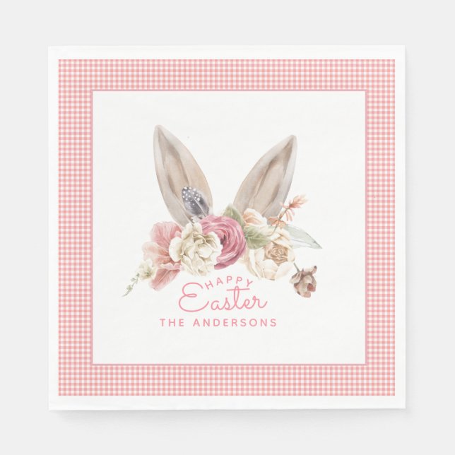 Floral Bunny Ears Easter  Napkins (Front)