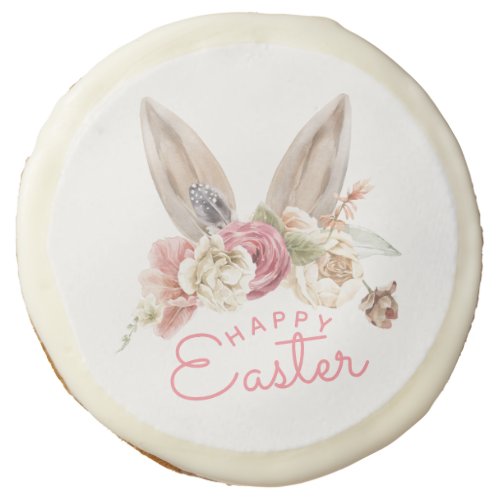 Floral Bunny Ears Easter Sugar Cookie