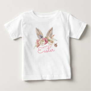 Floral Bunny Ears Happy Easter Baby T-Shirt
