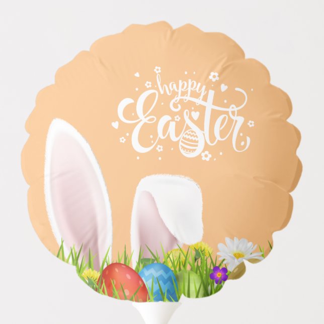 Floral Bunny Ears Happy Easter | Balloon (Back)