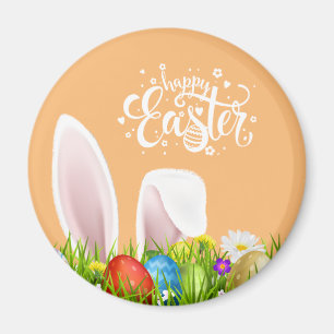 Floral Bunny Ears Happy Easter Magnet