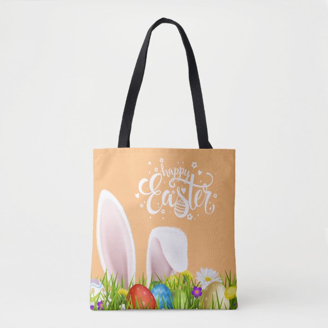 Floral Bunny Ears Happy Easter | Tote Bag (Front)