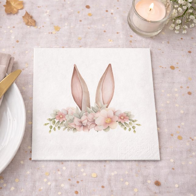 Floral Bunny Ears Spring Easter Table Design Napkins (Creator Uploaded)