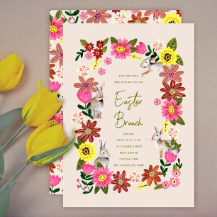 Floral Bunny Easter Brunch Spring Garden Invitation