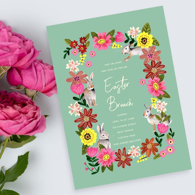 Floral Bunny Easter Brunch Spring Garden Invitation (Creator Uploaded)