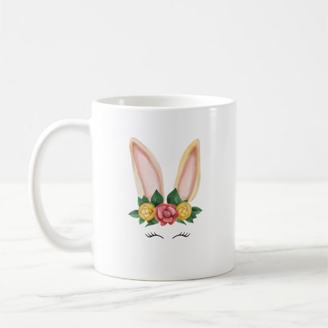 Floral Bunny Fantasy Coffee Mug (Left)