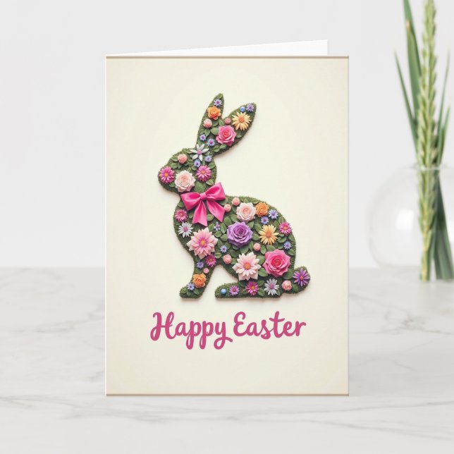 Floral Bunny Greetings Card (Front)