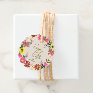 Floral Bunny Happy Easter Spring Gift Favor Tag