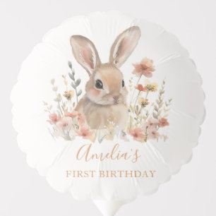 Floral Bunny Kids Birthday Balloon