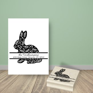 Floral Bunny Monogram Return Address