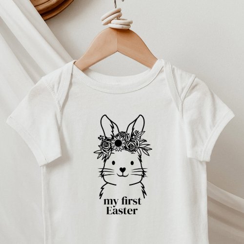 Floral Bunny My First Easter Baby Bodysuit