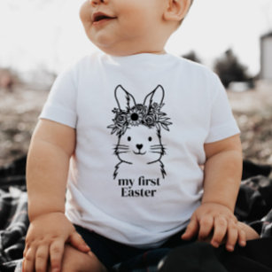Floral Bunny My First Easter Baby Tshirt