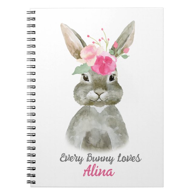 Floral Bunny Notepad Notebook (Front)