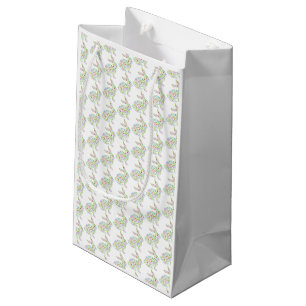 Floral Bunny Pattern Easter Spring Colorful Fun Small Gift Bag
