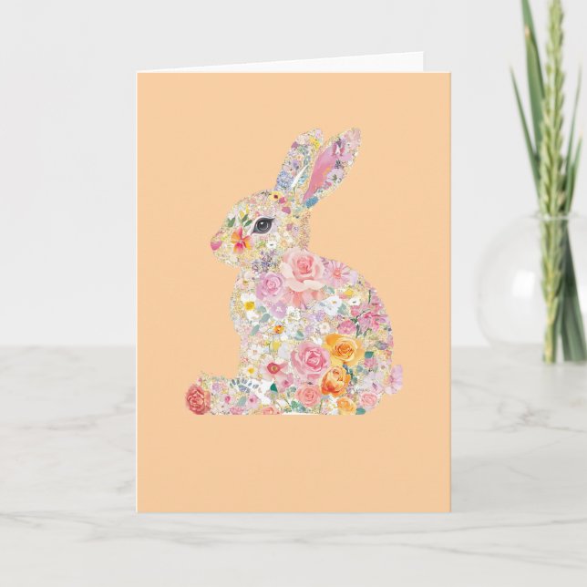 Floral Bunny Silhouette Card (Front)