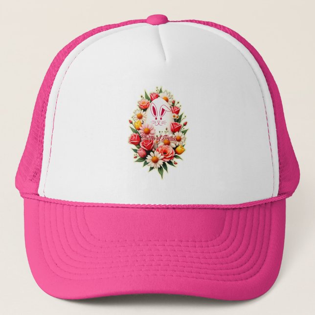 Floral Bunny – Spring Easter Illustration - boné Trucker Hat (Front)