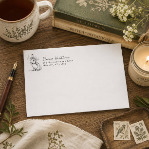 Floral Bunny Vintage Woodland Return Address Envelope
