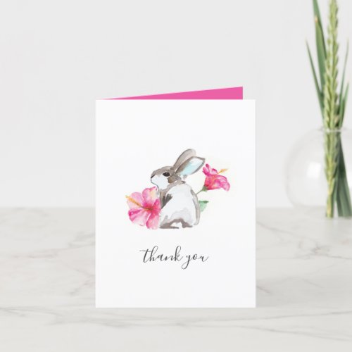 Floral Bunny Watercolor Thank You Card