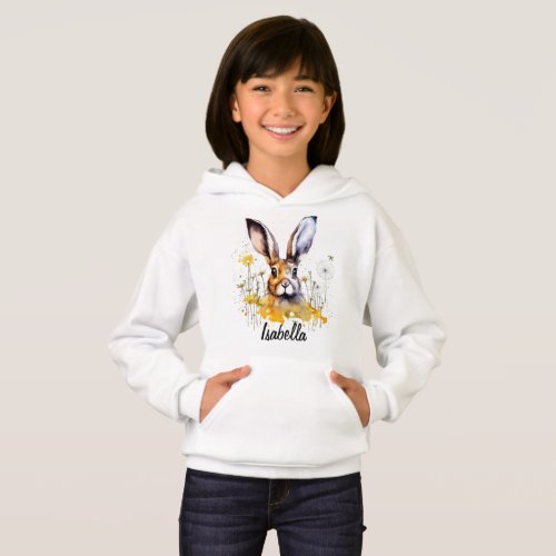  Floral Bunny with Yellow Dandelions Hoodie