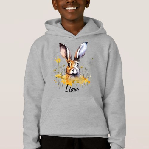 Floral Bunny with Yellow Dandelions Hoodie