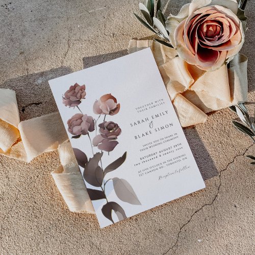 Floral Burgundy and Blush Foil Wedding Invitation Foil Invitation