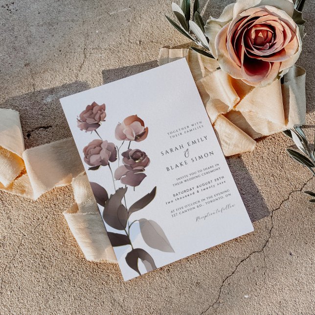 Floral Burgundy and Blush Foil Wedding Invitation Foil Invitation (Creator Uploaded)