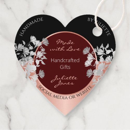 Floral Burgundy and Rose Gold Marketing Thank You Favor Tags