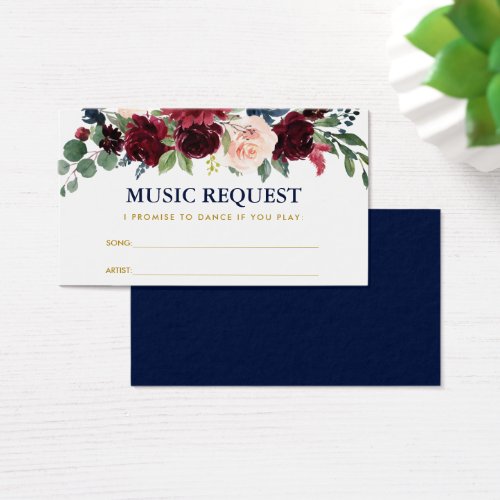 Floral Burgundy Blue Wedding Music Song Request