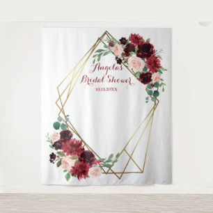 Floral Burgundy & blush bridal photo backdrop 