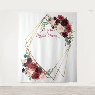 Floral Burgundy & blush bridal photo backdrop