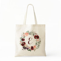 Floral Burgundy Blush Greenery Wreath Tote Bag Floral Burgundy Blush Greenery Wreath Tote Bag