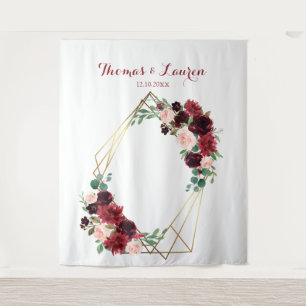Floral Burgundy & blush wedding photo backdrop