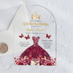 Floral Burgundy Butterfly Princess Quinceanera Acrylic Invitations<br><div class="desc">Celebrate your special day with the Floral Burgundy Butterfly Princess Quinceañera Invitation. This elegant design features rich burgundy hues adorned with delicate floral and butterfly accents, symbolizing beauty and transformation. Perfect for a princess-themed quinceañera, the invitation captures the essence of grace and sophistication. The intricate details and vibrant colors set...</div>