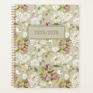 Floral Burgundy Cream Day Planner 2025/2026